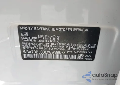 2021 BMW 540I xDrive from USA, damaged, VIN WBA73BJ08MWW89673